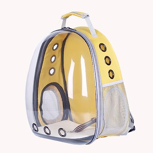 EASTALOLO Cat Backpack Carrier Transparent Window Breathable Multifunction Side Open for Travel Hiking (Yellow) von EASTALOLO