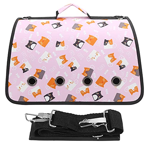 EASTALOLO Kleintier-Schultertragetasche, Katze, Welpe, 8-Loch-Tragehandtasche für Outdoor-Aktivitäten (Pink Cat) von EASTALOLO