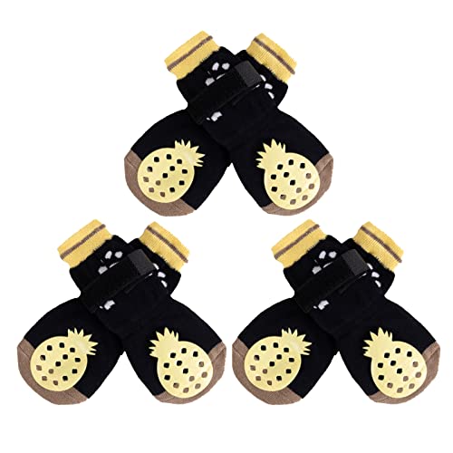 EASY JOY 3 Paar Anti Rutsch Hundesocken, verstellbare Hundestiefel und Booties, Hundesocken Wundschutz - Rosa Erdbeermuster, Ananas Schwarz L EASY JOY 3 Paar Anti Rutsch Hundesocken, verstellbare Hundestiefel und Booties, Hundesocken Wundschutz - Rosa Erdbeermuster, Ananas Schwarz L von EASY JOY