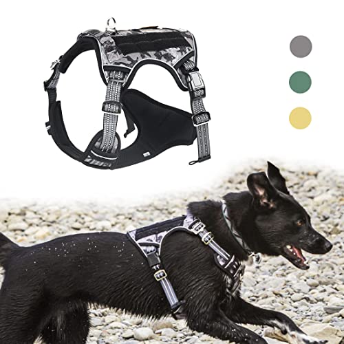 EASY JOY Spannungsfreies Hundegeschirr, Verstellbares Hundegeschirr für bequemes Spazierengehen, Geeignet für mittelgroße und große Hunde - Grau L von EASY JOY