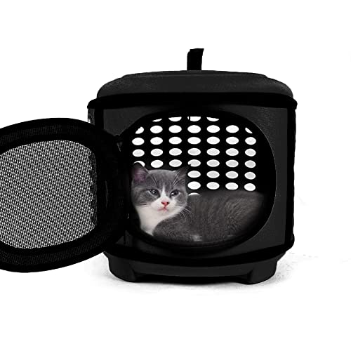 Katzen Transportbox, Faltbare Katzentragetasche, Katzen Tragebox Öffnung Oben, Transporttasche für Katze/Kleine Hunde, Katzentransportbox Katzentransporttasche mit Weich Matte(Schwarz) von EASY JOY