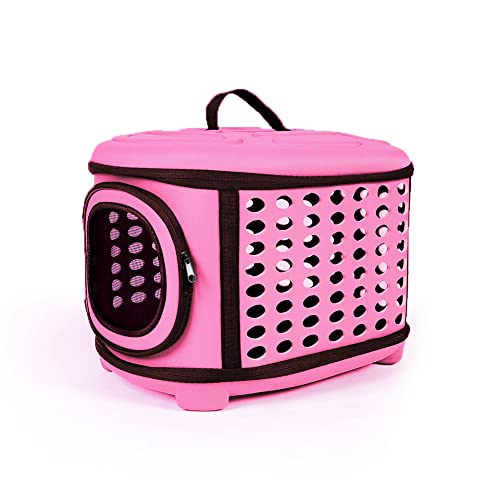 Katzen Transportbox, Faltbare Katzentragetasche, Katzen Tragebox Öffnung Oben, Transporttasche für Katze/Kleine Hunde, Katzentransportbox Katzentransporttasche mit Weich Matten (Rosa) von EASY JOY