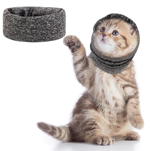 Pattepoint ​Katzenohr Muffs Noise Protection, Kätzchen Ohrenschützer für Komfort Cat Earmuffs, Kapuzenpullis für Katzen, Kätzchen Hals und Ohren Wärmer Kätzchen Hoodie Anti Angst Snood -Grau S von EASY JOY