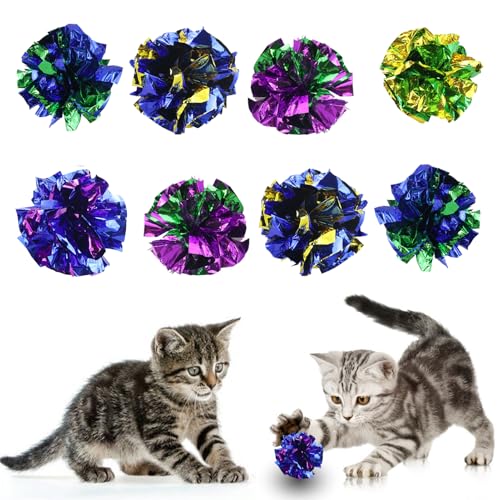 EASYKEENECOM 22 Stück Knisterball für Katzen, Interaktive Knisterbällee für Katzen, Bunte Katze Spielzeug Bälle 5 Farben Cat Crinkle Ball mit Geräusch Kätzchen Interaktives Ballspielzeug (5,5 cm) von EASYKEENECOM