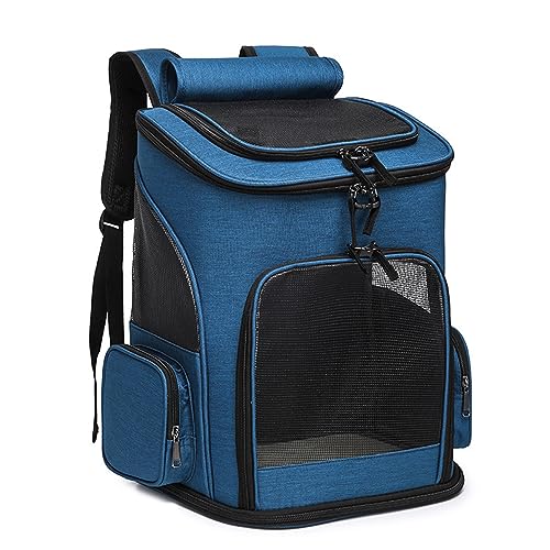 EBLIN Haustier-Rucksack für Katzen, tragbar, faltbar, mit verstellbaren gepolsterten Riemen, für Spaziergänge und Wanderungen (Blau) von EBLIN