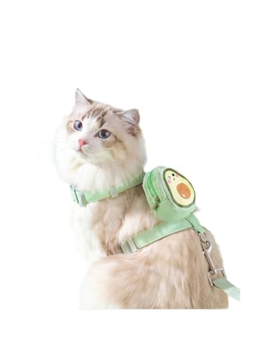 EBLIN Verstellbares Cartoon Cute Katzengeschirr Ausbruchsicher, Katzengeschirr mit Leine Set, für Brustgeschirr für Katzen Kitten Hunde Welpen Q2 (Grün, M) von EBLIN