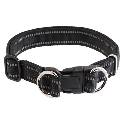 Hundehalsband, Weich Gepolstertes Neopren Nylon Hunde Böhmischer Wind Halsband für Kleine Hunde, Eblin Verstellbare Hundehalsband, Zugstopper, robust, wetterfe Q1 (Schwarz, L) von EBLIN