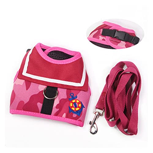 Hundeleine Haustier-Hundekleidung, weiches, atmungsaktives Leinen-Set for kleine, mittelgroße Hunde, Katzen, Brustgurt, Hundeleine (Color : Pink, Size : M) von EBSBAG