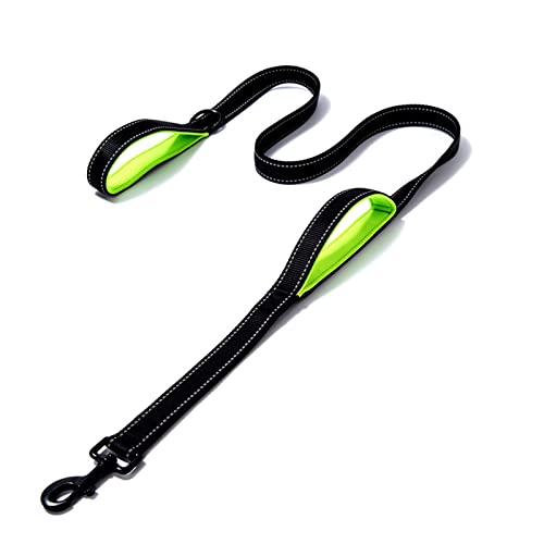 Hundeleine verstellbare reflektierende Nähte Doppelgriff Hundeleine Laufleine Hundezubehör (Color : Black Green, Size : L (2.5x180cm)) von EBSBAG