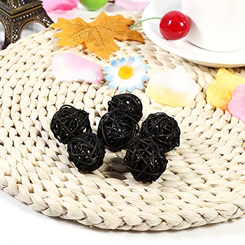 EBTOOLS 20pcs Dekorative Rattan -Bälle in 5 Schönen Farben für Hochzeit, Weihnachten, Geburtstagsfeier -Ornamente (Black) von EBTOOLS
