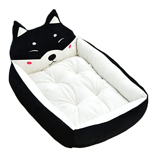 EBTOOLS Nettes Cartoon -Hundebett für Kleine Haustiere, Waschbarer Weicher Plüschzwinger mit Nackenstütze und -Slip, Ideal für Hunde und Katzen (Ca. 50 cm (Haustiere unter 2,5 kg)) von EBTOOLS