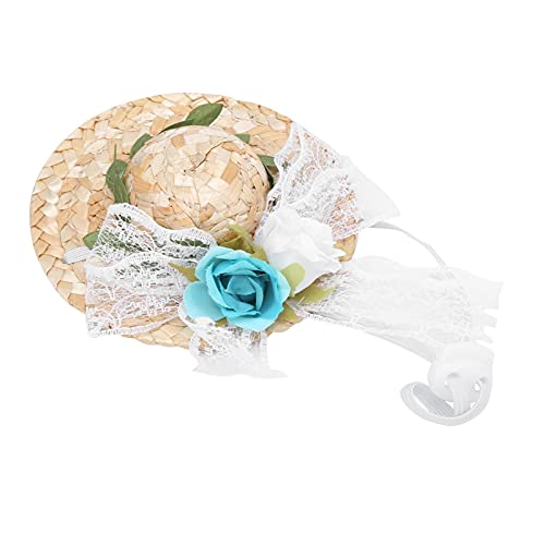Entzückende Haustier -Sombrero -Hut mit ERs - für SM- und Mittelhunde/Katzen Geburtstagsfeiern (Weiße, Blaue und grüne Blumen XS) von EBTOOLS
