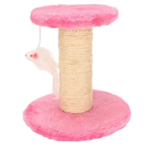 Katzenkratzerpfosten mit Weichem P und Sisalseil - 2 - Interaktiver Kratzer für Innenkatzen und Kätzchen in (PINK) von EBTOOLS