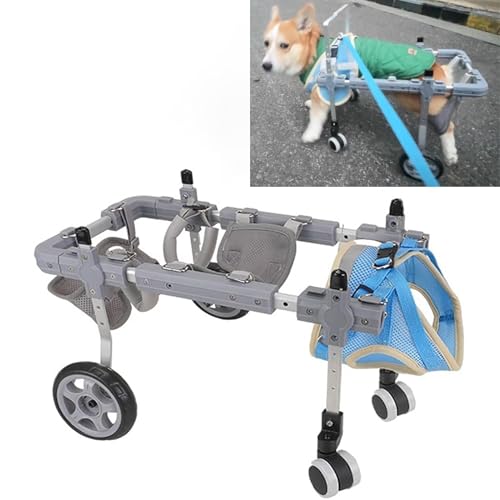 EBZFASO Verstellbarer Rollstuhl für kleine Hunde – Hilfsm Hunderollstuhl, Aluminiumlegierung, 4 Räder, verstellbare Mobilitätshilfe, mehrere Größen(XS) von EBZFASO