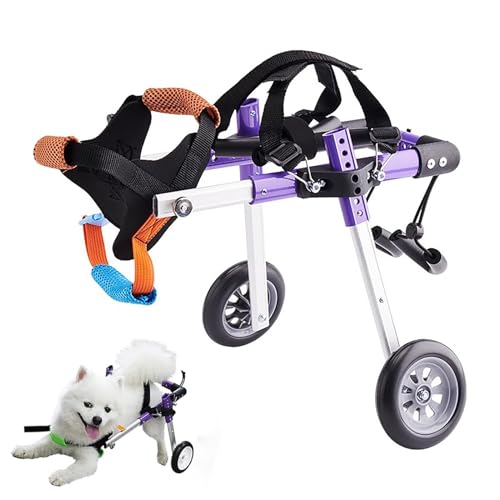 EBZFASO Verstellbarer Rollstuhl für kleine Hunde – Hilfsm Mobilitätshilfe for Hunderollstühle, verstellbare Hinterbeinstütze for Haustiere aus Aluminiumlegierung mit 2 Rädern, Größe XS/S(S) von EBZFASO