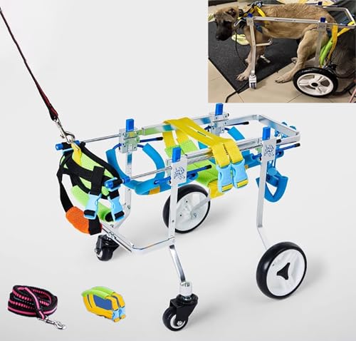 EBZFASO Verstellbarer Rollstuhl für kleine Hunde – Hilfsm Verstellbarer Hunderollstuhl, Haustier-Mobilitätshilfe, 4 Räder, Rehabilitationstrainingsgerät, mehrere Größen(S) von EBZFASO