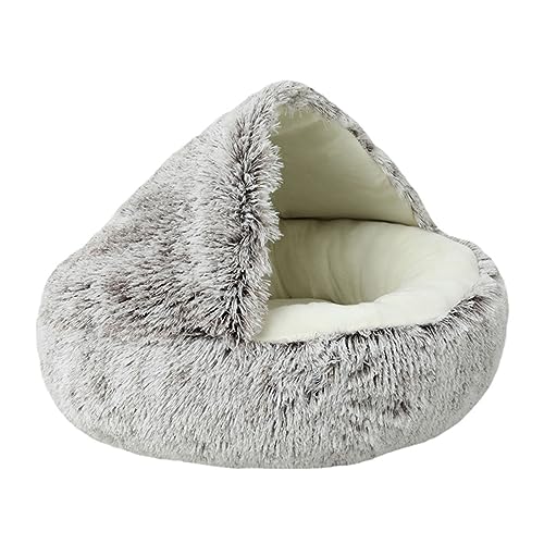 EBbels Beruhigendes Katzenbett, Warmes Katzenhöhlenbett, Flauschiges Weiches Plüsch Kätzchenbett Donut Kuschelnest, Waschbar Haustierbett Für Katzen Und Welpen (Kaffee) von EBbels