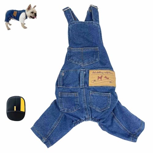 Atmungsaktive Sommeroveralls for Haustiere, Modische Hundehemden, Bequeme Jeansjacke-Sling-Jumpsuit-Kostüme, Jeans-Onesies for Welpen, Haustierhosen-Outfits for Kleine Und Mittelgroße Katzen(M) von ECBLI