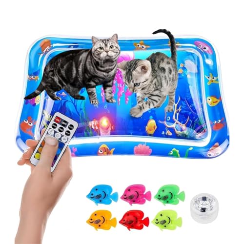 ECBLI Petlori Leuchtende Wassermatte Für Katzen, Glowpad Pad, Innovative Katzenwassermatte, Beleuchtete Wassermatte Für Katzen Mit Fischen, Innovative Mehrfarbige(1set) von ECBLI