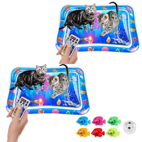 ECBLI Petlori Leuchtende Wassermatte Für Katzen, Glowpad Pad, Innovative Katzenwassermatte, Beleuchtete Wassermatte Für Katzen Mit Fischen, Innovative Mehrfarbige(2set) von ECBLI