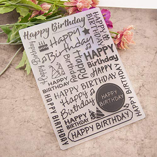 ECMQS Alles Gute Zum Geburtstag DIY Kunststoff Embossing Folder Prägefolder, Waschbar Reusable Schablone Für Sammelalbum Fotoalbum Karte Machen Dekoration Handwerk von ECMQS