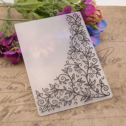 ECMQS Blumenecke DIY Kunststoff Embossing Folder Prägefolder, Waschbar Reusable Schablone Für Sammelalbum Fotoalbum Karte Machen Dekoration Handwerk von ECMQS