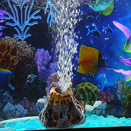 ECMQS Vulkan Form Aquarium Luftpumpe Blasen Stein mit 1 Meter weicher Röhre, Aquarium Spielzeug Fischbecken Verzierungs Dekoration von ECMQS