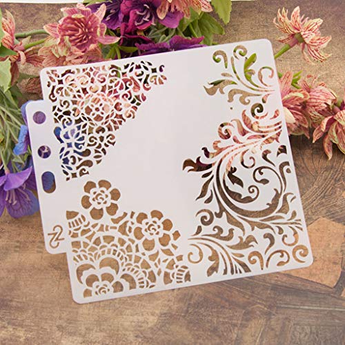 ECMQS Flower DIY Painting Stencils Schablonen, Waschbar Reusable Hohl Schablone Für Das Malen Von Holzveranda-Schildern, Verwendung An Der Wand, Stoff Und Platten Usw von ECMQS