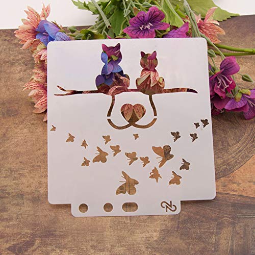 ECMQS Love Cat DIY Painting Stencils Schablonen, Waschbar Reusable Hohl Schablone Für Das Malen Von Holzveranda-Schildern, Verwendung An Der Wand, Stoff Und Platten Usw von ECMQS