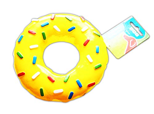 Eco Hunde-Spielzeug-Donut Geräusch Ø15cm Hundespielzeug Hund Quitsch Dog Toys 4-Varianten (Gelb) von ECO