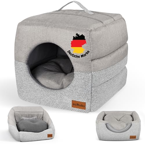 ECOFOLKS katzenbett katzenhöhle 3in1 [Bakterienabsorber] katzensofa katzenmöbel [antibakteriell] katzenhaus katzenkorb katzenzubehör katzenkissen von ecofolks