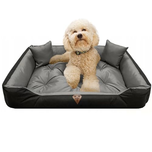 EDANTI Hundebett Hundekissen Hundekorb Katzenbett Wasserdichtes Hundesofa XXL-S Für Kleine Mittelgroße & Große Hunde Dog Bed (Grau, 75x65 cm) von EDANTI