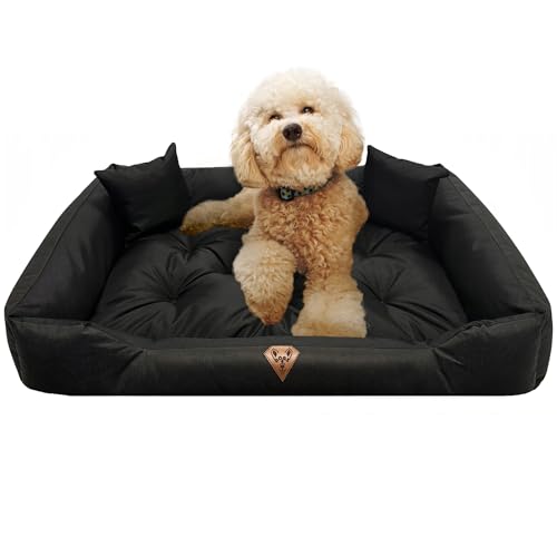 EDANTI Hundebett Hundekissen Hundekorb Katzenbett Wasserdichtes Hundesofa XXL-S Für Kleine Mittelgroße & Große Hunde Dog Bed (Schwarz, 100x75 cm) von EDANTI