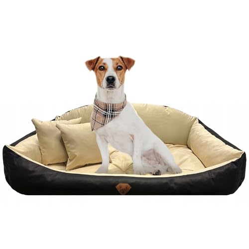 EDANTI Hundebett Hundekissen Hundekorb Modell Shell Muschel Katzenbett Wasserdichtes Hundesofa Für Kleine Mittelgroße & Große Hunde Dog Bed (Beige, 75x65 cm) von EDANTI