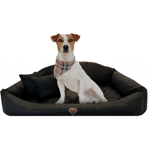 EDANTI Hundebett Hundekissen Hundekorb Modell Shell Muschel Katzenbett Wasserdichtes Hundesofa Für Kleine Mittelgroße & Große Hunde Dog Bed (Schwarz, 75x65 cm) von EDANTI