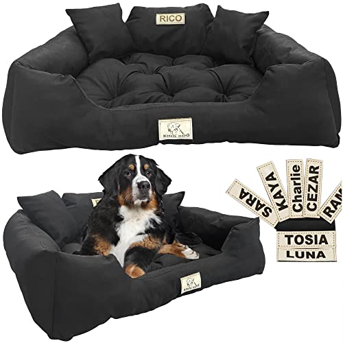 EDANTI Hundebett Hundekissen Katzenbett Personalisiert Hundesofa mit Namen L - XL für große mittelgroße & kleine Hunde (75x65, Schwarz) von EDANTI