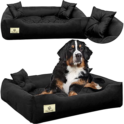 EDANTI Hundebett Hundekissen Katzenbett Tierbett Hundesofa Wasserdicht Grau/Schwarz für große mittelgroße & kleine Hunde (100x75, Schwarz) von EDANTI