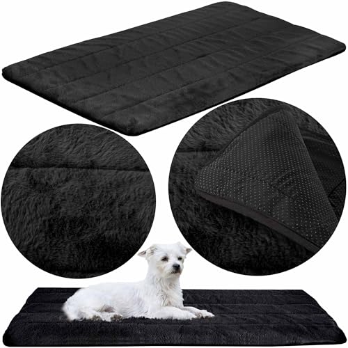 EDANTI Hundebett Grosse Hunde L Hundematte Hundekissen Weich Plüsch Antiallergisch Matratze Matte 100x70 cm Schwarz von EDANTI