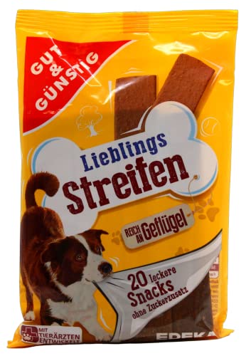 Gut & Günstig Lieblings Streifen Hundeleckerli mit Geflügel, 15er (15 x 200g) von Edeka