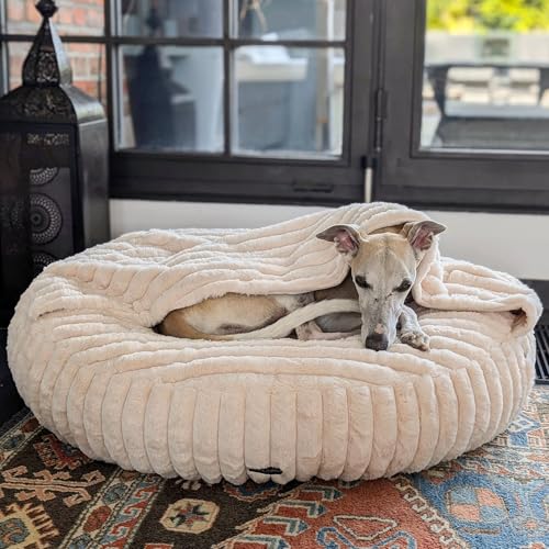 EDEL&SCHNELL Hundebett Bezug aus Nerz Kunstfell, Hundebettbezug 90 cm beige mit Kapuze, Ersatzbezug für Hundebett Flocke, Cosybed, Hyggebed EDEL&SCHNELL Hundebett Bezug aus Nerz Kunstfell, Hundebettbezug 90 cm beige mit Kapuze, Ersatzbezug für Hundebett Flocke, Cosybed, Hyggebed von EDEL&SCHNELL