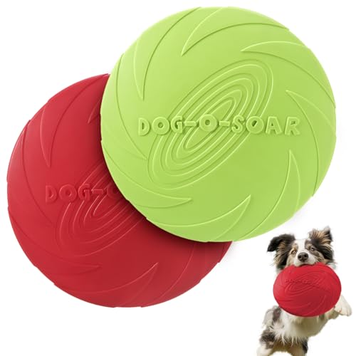 EEPLUYTY Frisbee Hund, 2er-Pack 18cm Hundefrisbee, Weiche Gummi-Frisbee, Geeignet Für Das Training Von Haustieren (Rot + Grün) von EEPLUYTY