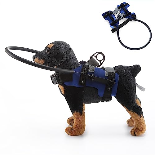 EEYZD Blinde Hundegeschirrweste Mit Verstellbarem Antikollisions-Kopfschutzring Für Kleine, Mittlere Und Große Hunde,Blau,M von EEYZD