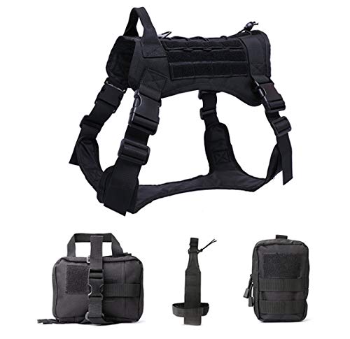 EEYZD Taktisches Hundegeschirr, militärisches Training, Patrouillendiensthund, verstellbar mit Griff Hundeweste militärisches für große mittelgroße Hunde Training,Black 4pcs,M EEYZD Taktisches Hundegeschirr, militärisches Training, Patrouillendiensthund, verstellbar mit Griff Hundeweste militärisches für große mittelgroße Hunde Training,Black 4pcs,M von EEYZD
