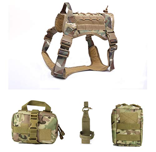 Taktisches Hundegeschirr, militärisches Training, Patrouillendiensthund, verstellbar mit Griff Hundeweste militärisches für große mittelgroße Hunde Training,Green 4pcs,L von EEYZD