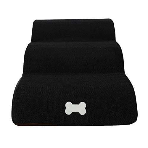 Chunyi Dog Stairs / Stairs for High Beds, 3 Steps Ladder Pet Stairs Cat Stairs Small Sofa Behaviour Ladder Sponge Stairs for Sofa Bed Dog Stairs - 60 x 40 x 40 cm(Black) von EFASYS