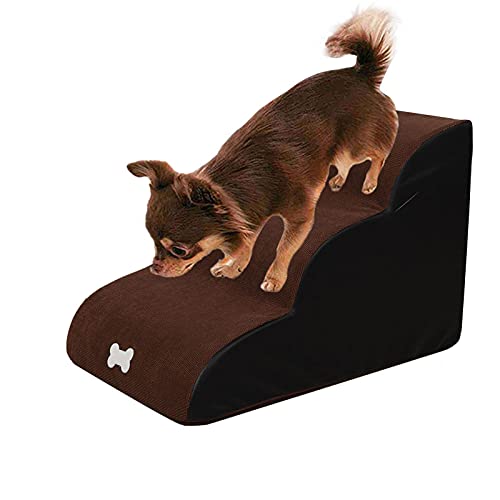 Chunyi Dog Stairs / Stairs for High Beds, 3 Steps Ladder Pet Stairs Cat Stairs Small Sofa Behaviour Ladder Sponge Stairs for Sofa Bed Dog Stairs - 60 x 40 x 40 cm(Coffee Colour) von EFASYS
