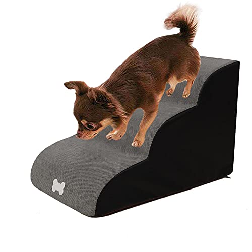 Chunyi Dog Stairs / Stairs for High Beds, 3 Steps Ladder Pet Stairs Cat Stairs Small Sofa Behaviour Ladder Sponge Stairs for Sofa Bed Dog Stairs - 60 x 40 x 40 cm(Gray) von EFASYS
