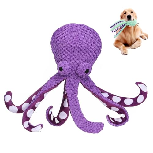 Pawforloves Premium-Plüschtier für Haustiere, Premium-Plüsch-Oktopus für Haustiere, Paw for loves Premium-Hundespielzeug, Quietschspielzeug für große Hunde, Haustierspielzeug für kleine (Purple) von EFLAH