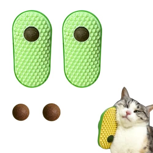 EFYUE 2 x Katzenminze-Bälle für Katzen, Katzenwischer, Katzenminze-Bälle, die an der Wand haften, Katzenmassagegerät, 2 Massagegeräte und 4 Bälle (grün) von EFYUE