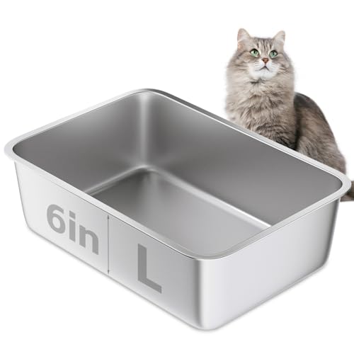EGMEHOAD Katzentoilette aus Edelstahl, leicht zu reinigen, Metall-Katzentoilette, Kätzchen, große Katzentoilette für Katze/Kätzchen/Kaninchen, antihaftbeschichtet, kein Geruch EGMEHOAD Katzentoilette aus Edelstahl, leicht zu reinigen, Metall-Katzentoilette, Kätzchen, große Katzentoilette für Katze/Kätzchen/Kaninchen, antihaftbeschichtet, kein Geruch von EGMEHOAD